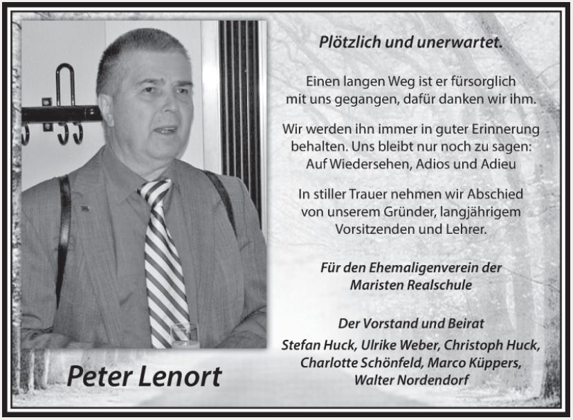 Traueranzeige Peter Lenort